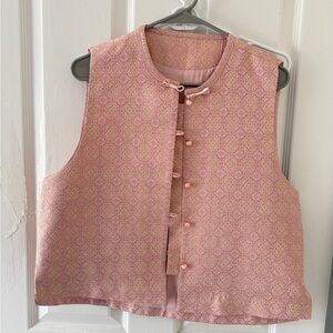 Elegant Pink Sleeveless Silk Top